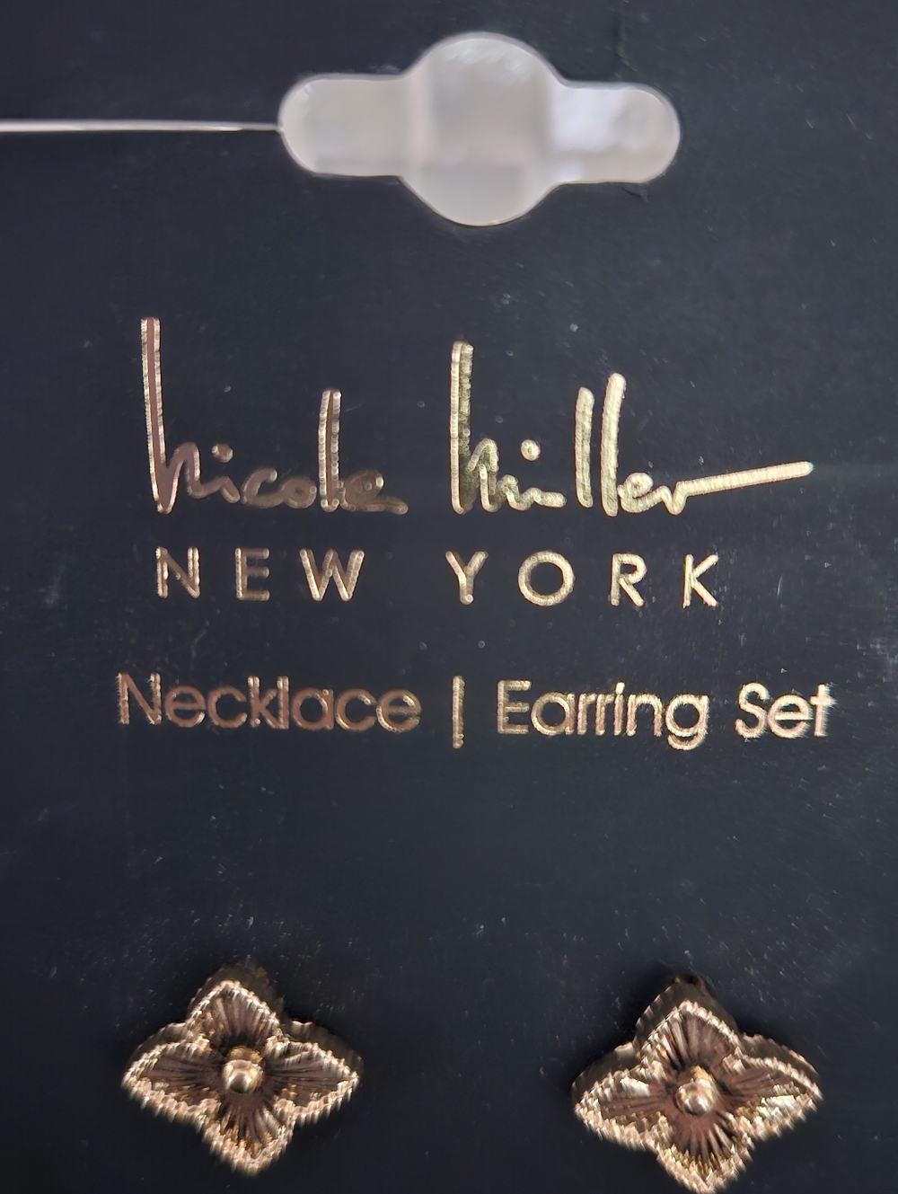 Nicole Miller Gold and Black Flower Necklace & Earring Set, NWT - Picture 5 of 6